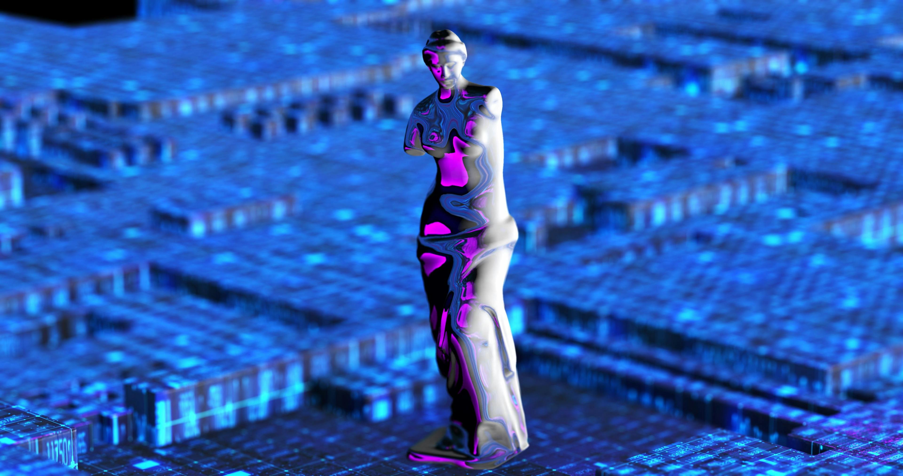 The sculpture Venus de Milo inside a computer motherboard