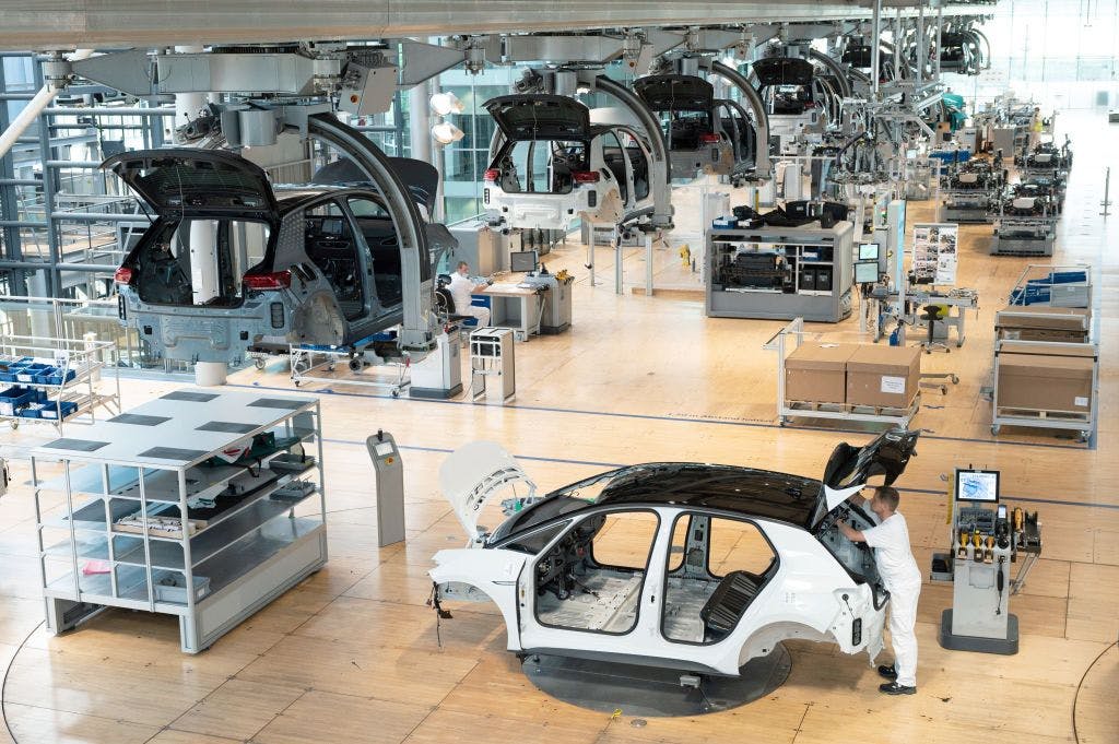 An auto assembly line in Germany
